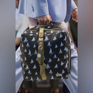 MARNI Spring/Summer 2018 Unisex Blue Leather Sailboat Patterned Satchel Bag